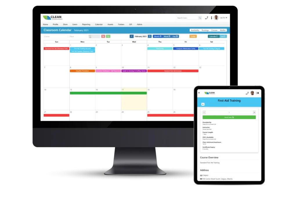 Classroom calander software on desktop and tab