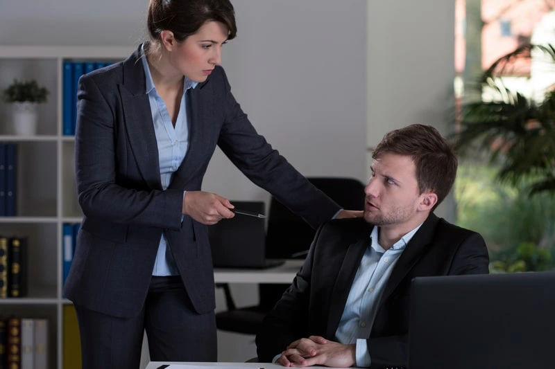 Two employees having conversion